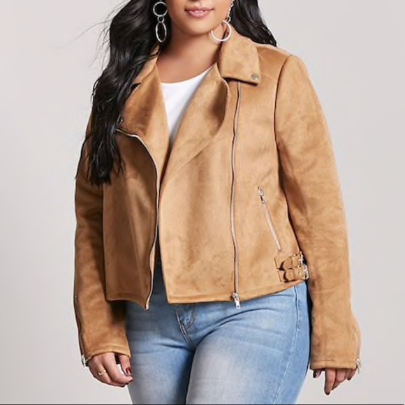 Forever 21 Jackets & Blazers - 🖤HP🖤 Forever 21 | Tan Faux Suede Moto Jacket